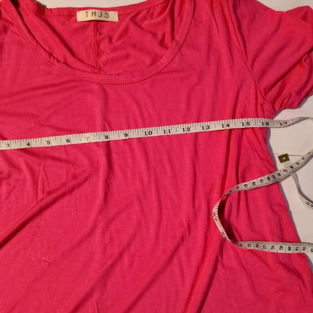 THJS Womens Pink A-Line Dress Size M Rayon & Spandex V-neckline  Short sleeves - Picture 4 of 10